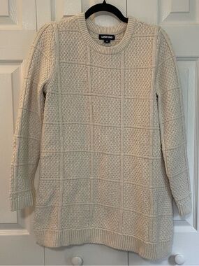 Lands' End Cream Textured Crewneck Sweater - Women's Cleangirl Cozy Knitwear